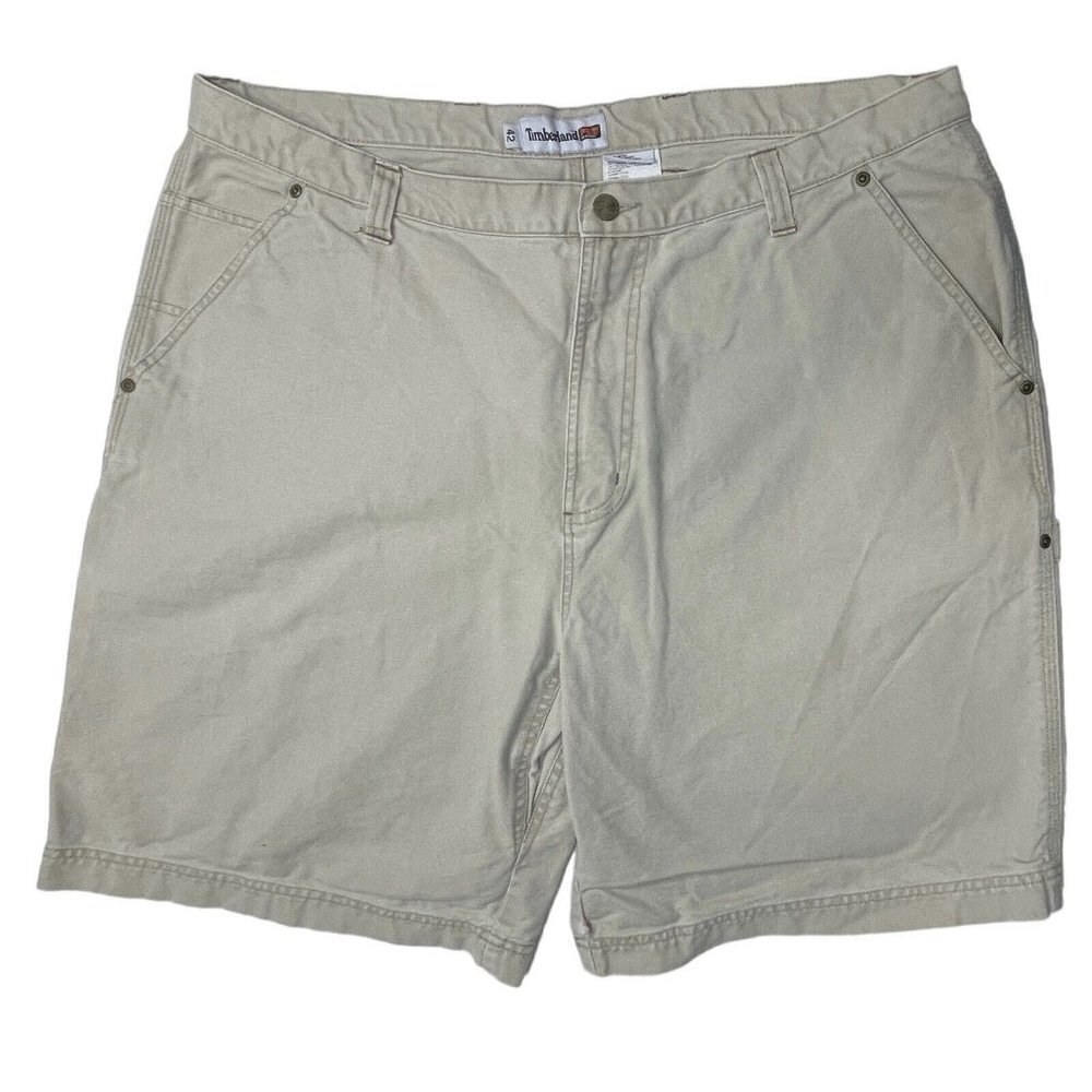 TIMBERLAND‎ PRO SERIES Heavy Duty Cargo Shorts Men's 42 Tan Cotton Twill *FLAW*